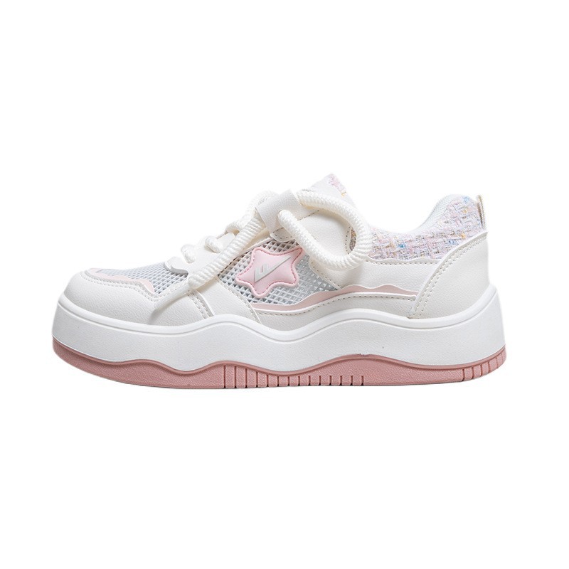 Zapatos cálidos y transpirables con estilo retro, zapatos blancos de suela gruesa con cordones y parte superior baja, zapatillas de nuevo diseño para estudiantes, venta al por mayor