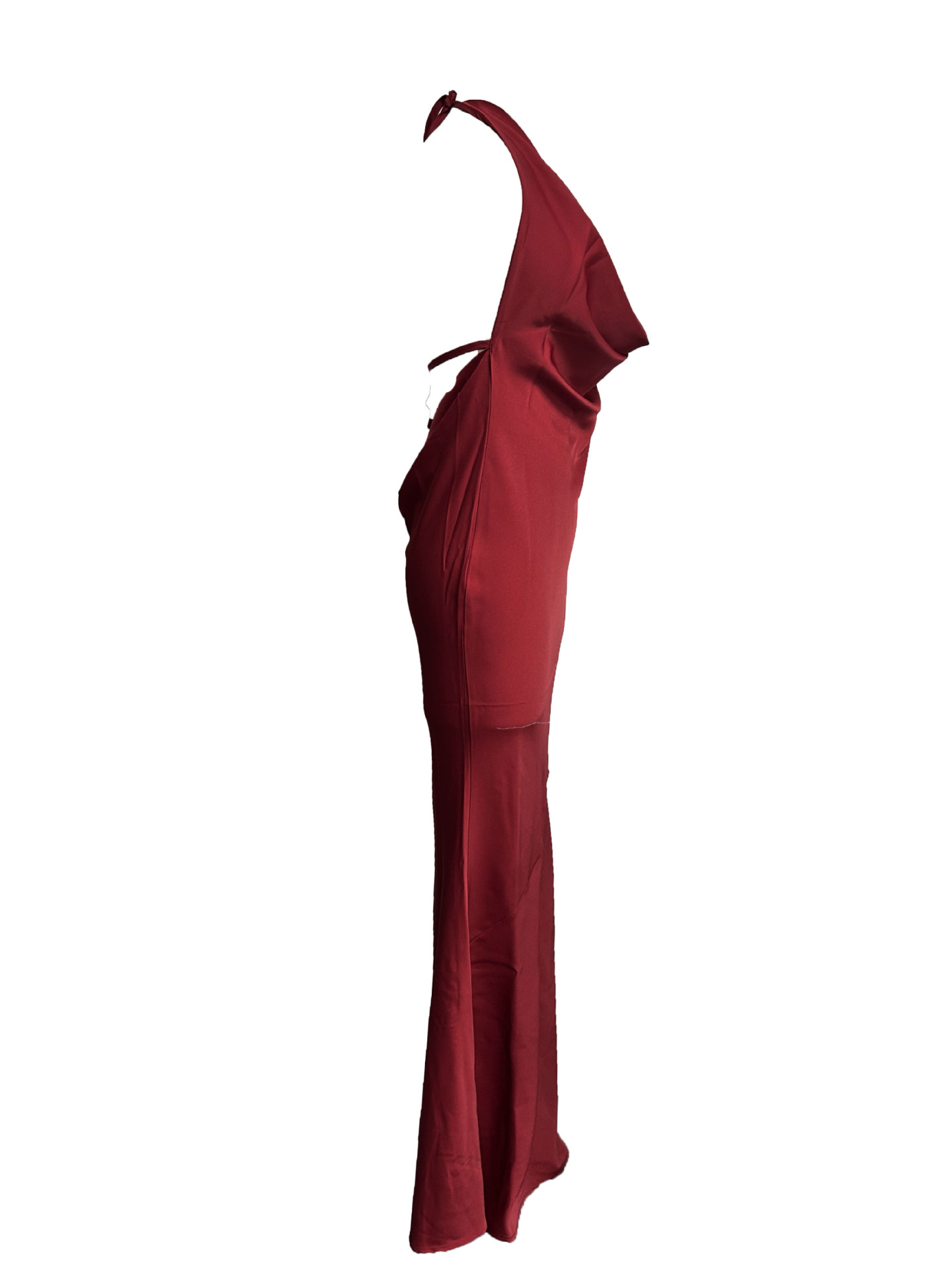 Women's Sleeveless Halter Neck Long Dress Solid Color Satin Slim Fit Sexy Fashion_ecoleips.com
