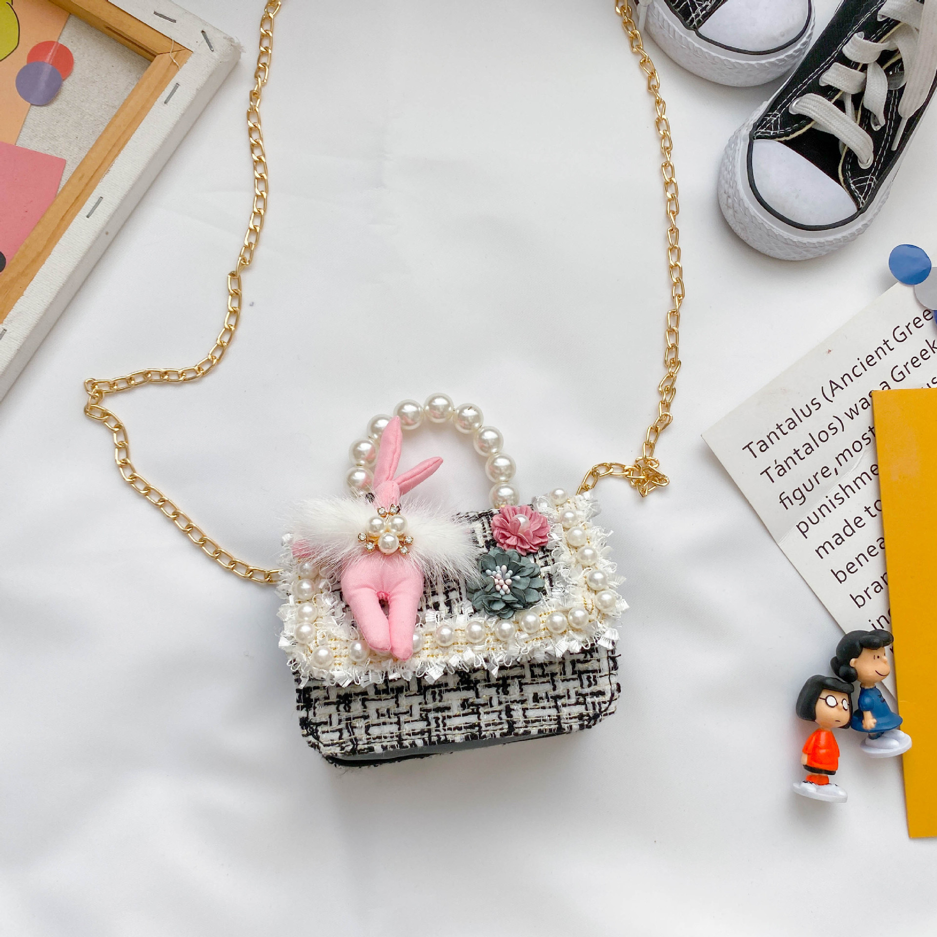 Bolso de perla para niños nuevo estilo coreano lindo estilo occidental bolsa de mensajero para niñas princesa mini cambio bolsa de accesorios