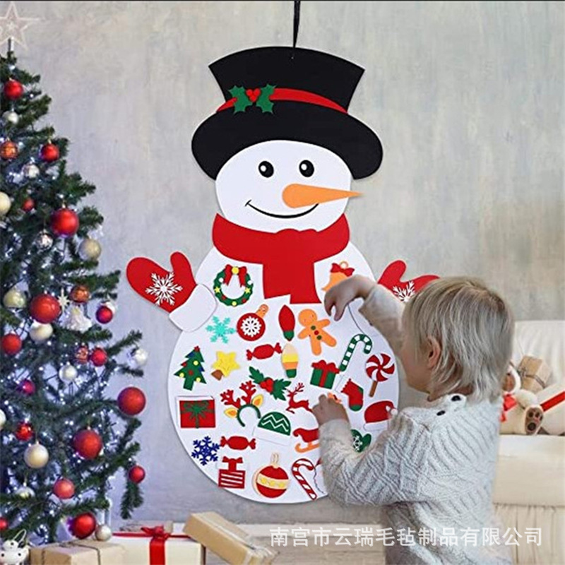 毛毡圣诞雪人 毛毡圣诞树圣诞雪人  儿童手工圣诞礼物毛毡雪人