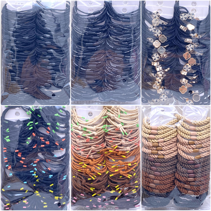 Tarjeta 3 cuerda de pelo simple estilo coreano banda de pelo incrustado en diamantes básica cuentas de cobre del todo partido banda de pelo cuerda elástica de pelo accesorios para el cabello