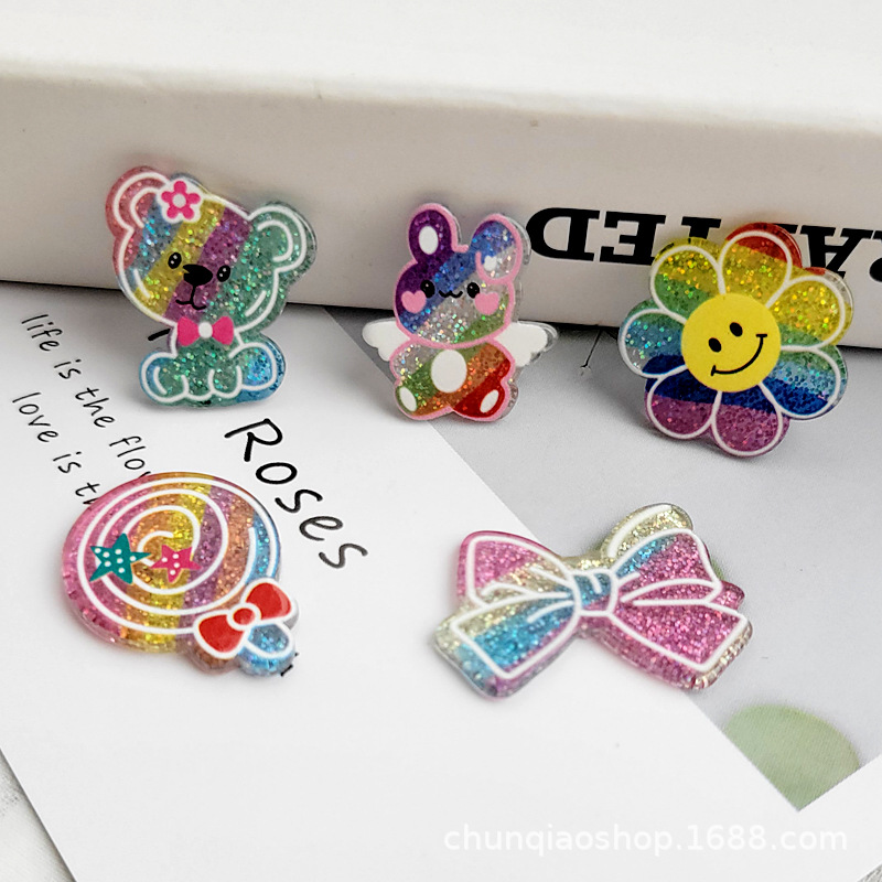 Colorful Glitter powder lovely Cartoon Acrylic decorate parts DIY children Toys Jewelry Hairdressing manual Material Science