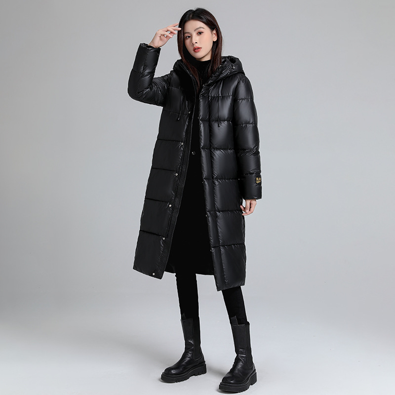 Unisex Oversized Hooded Long Puffer Coat With 3D Pattern - Thickened Winter Jacket For Men & Women (Black, Plus Size Available)_voghion.com