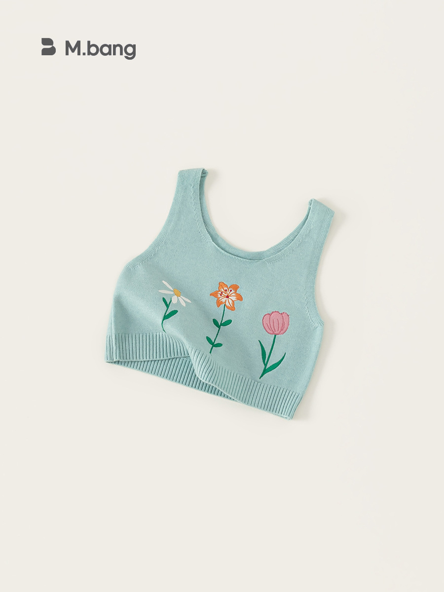 Youbao ropa para niños chaleco de honda para niñas primavera nuevo estilo femenino suéter de flores de estilo occidental chaleco de punto para niños