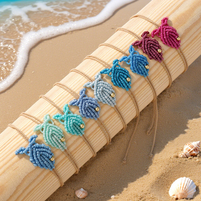 Bohemian Style Small Fish Braided Bracelet Multi-Color Niche Style Hand Jewelry Ins Style Daily Wear Exquisite Accessories