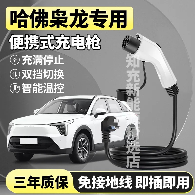适用哈佛/魏牌充电枪便携式蓝山枭龙随车充新能源车充电器免地线