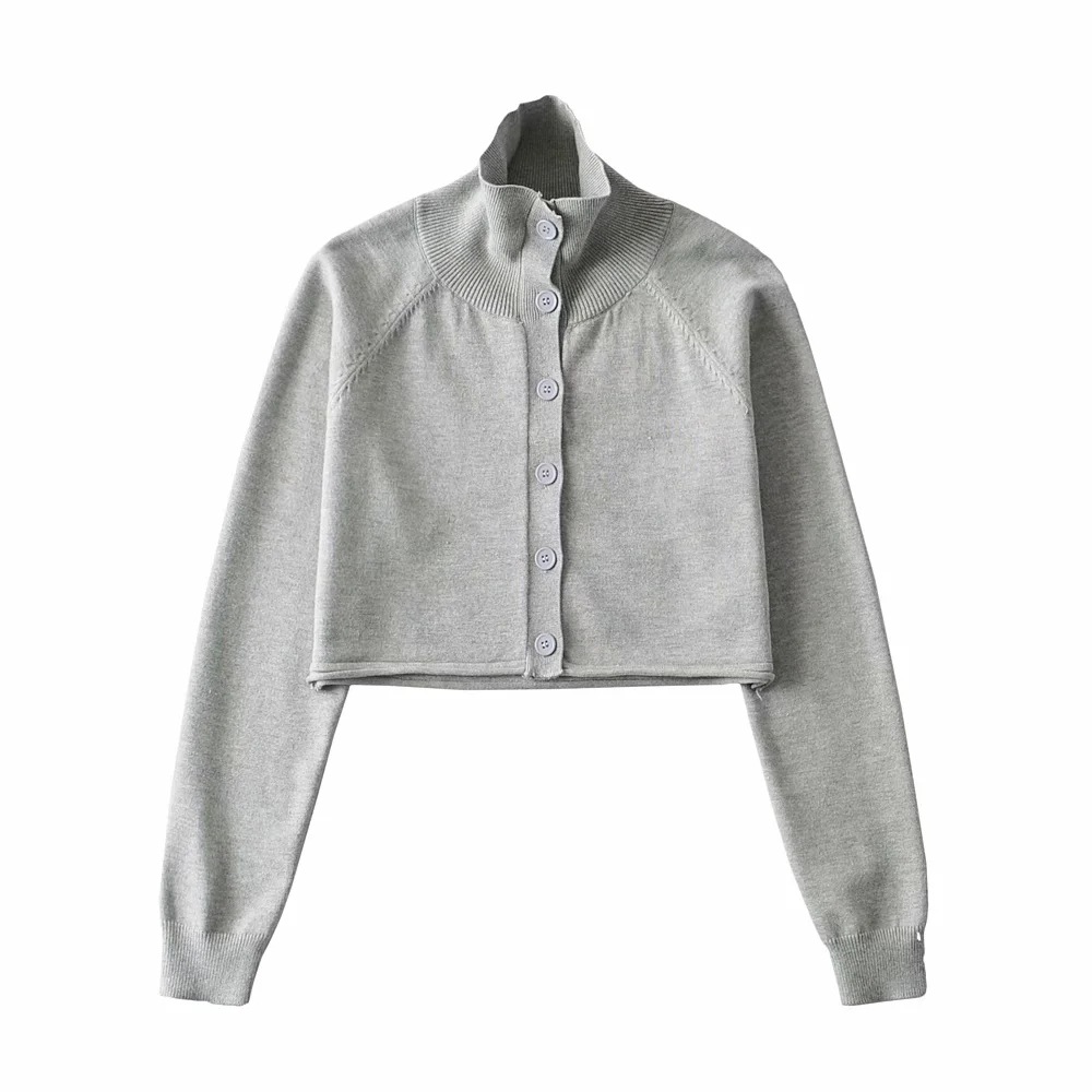 slim short knit high waist curled cardigan NSAC20946