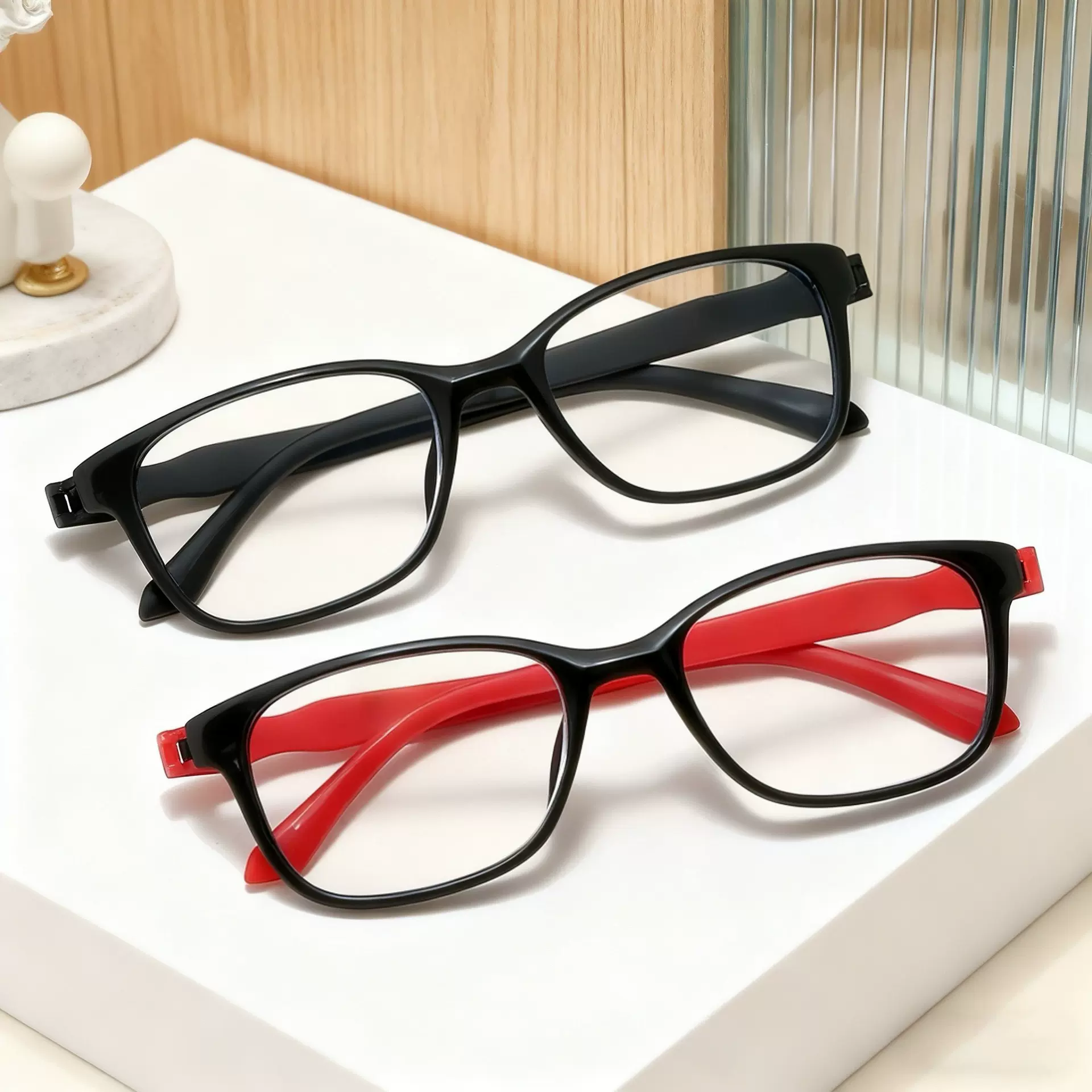 时尚简约刀锋款男女老人无螺丝老花镜超轻防蓝光小框方框眼镜