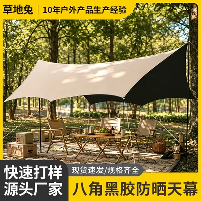Vinyl Sunshade Canopy Outdoor Camping Gear Tent Sun Shelter Windproof Rainproof Tent Portable Octagonal Large Canopy