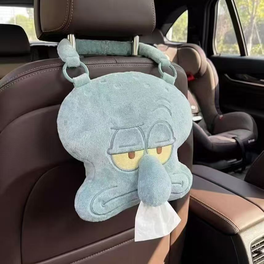2026 New Cute Squidward Hanging Tissue Bag for Bedroom, Living Room, Dormitory, Car Tissue Box, Gift for Best Friend