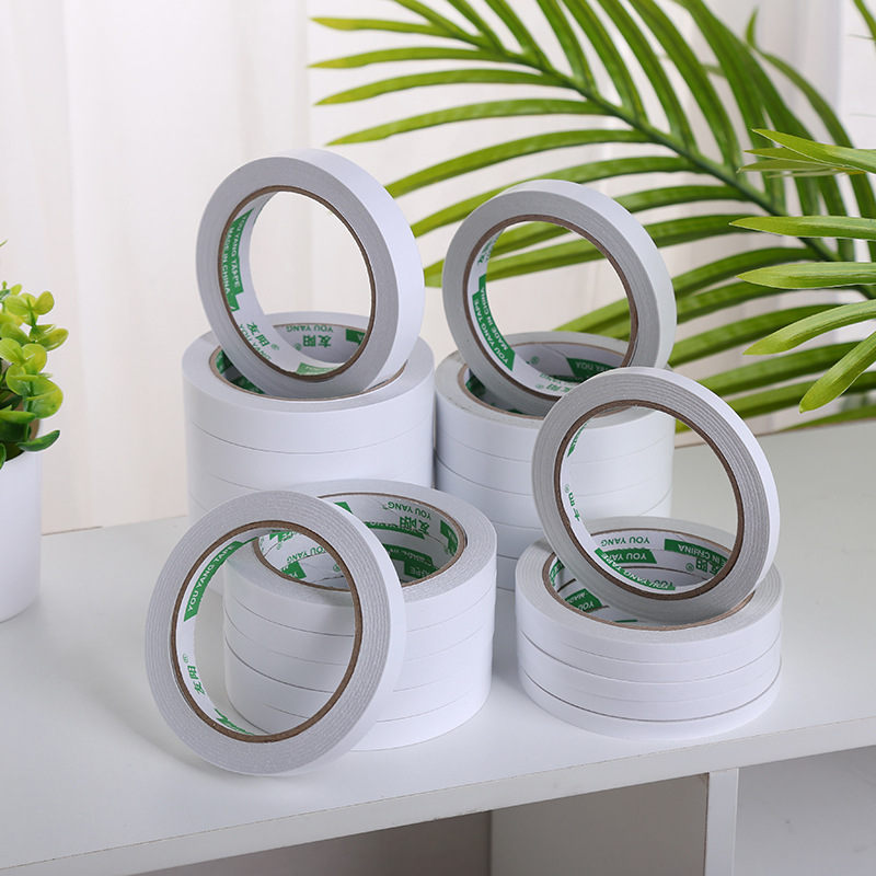 绵纸双面胶白色高粘性胶带可手撕不留痕办公双面胶批发