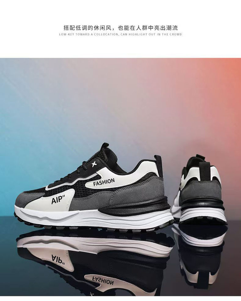 Giày thể thao nam lưới thoáng khí đế dày tăng chiều cao, giày sneaker thời trang đi làm — 3637 trắng xanh lam, 3637 đen xám chi tiết 15