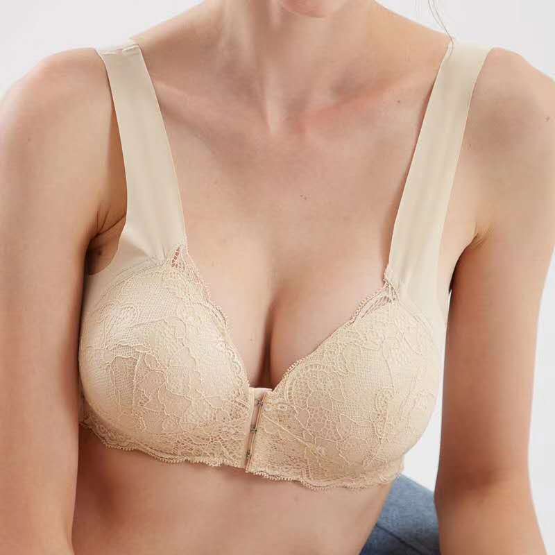 Comercio exterior transfronterizo europeo y americano popular inalámbrico hebilla delantera push up sujetador de encaje delgado estilo chaleco belleza espalda ropa interior