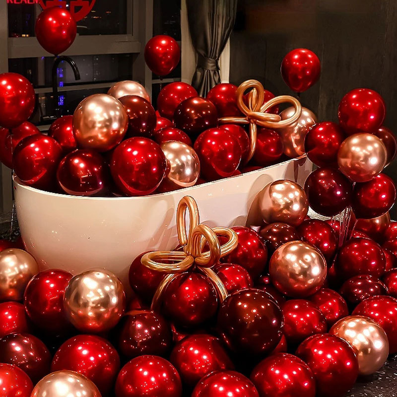 Decoración de la casa de boda globo de boda doble capa gruesa granada rubí globo rojo compromiso suministros de boda
