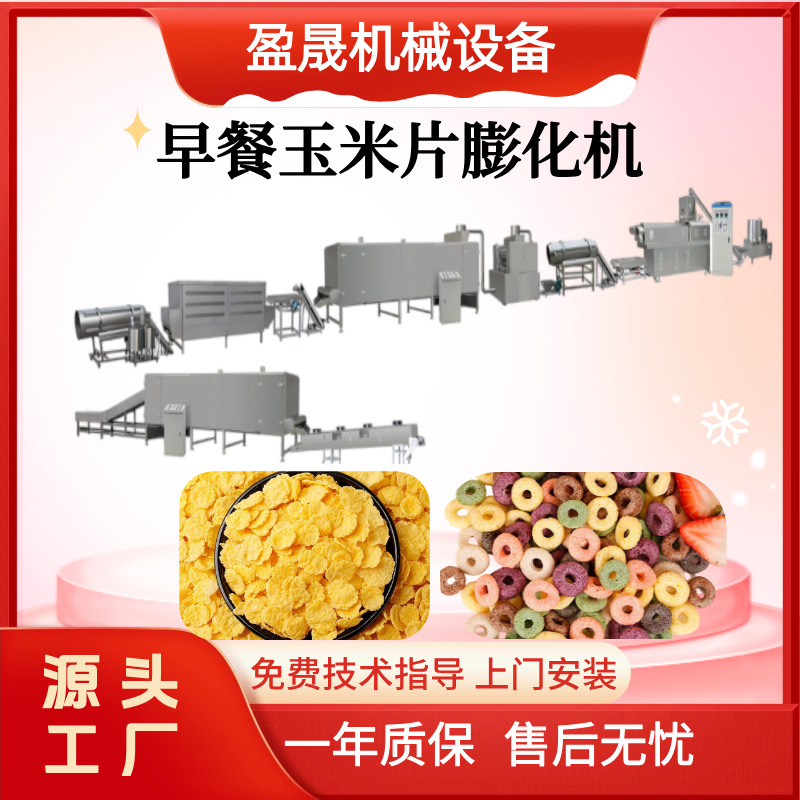 全自动即食玉米片生产线  全自动玉米片生产线  早餐玉米片膨化机
