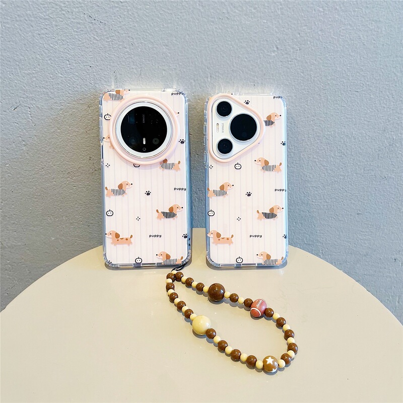 适用华为mate70pro+手机壳韩风ins可爱卡通条纹腊肠狗mate60pro手链挂绳pura70pro新款双层mate70全包防摔女|undefined