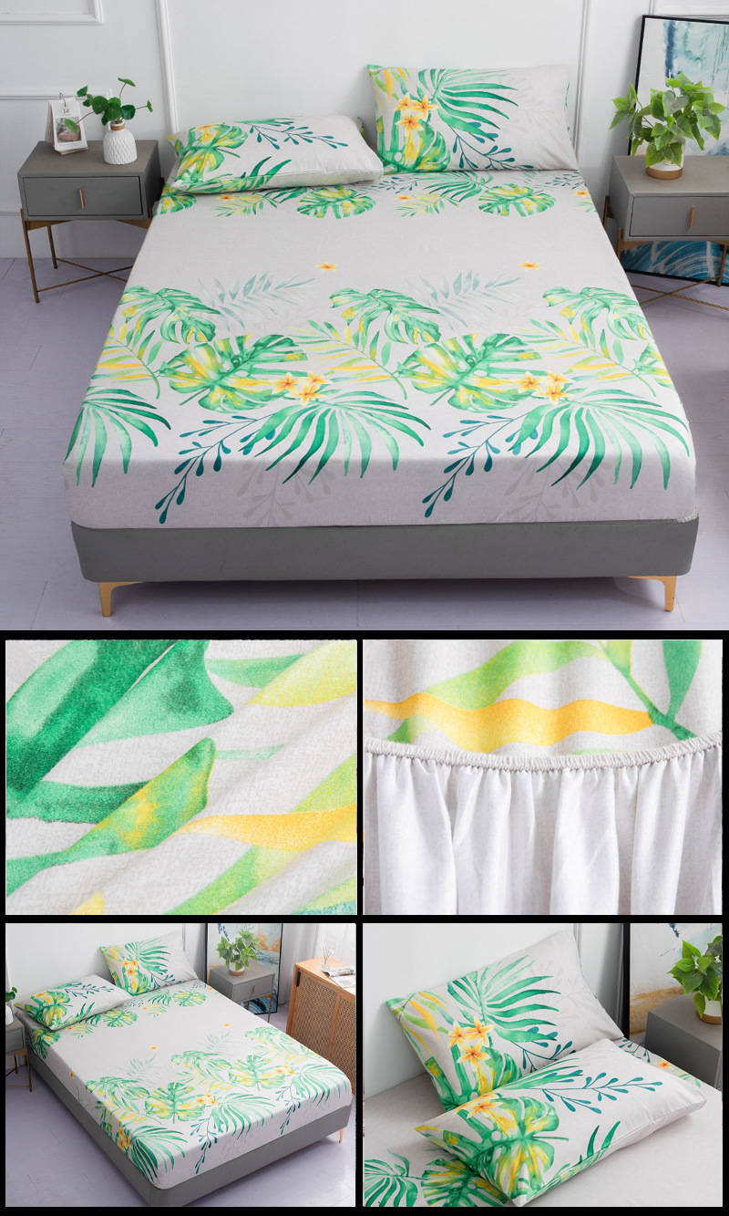 Einzelkissen-Spannbetttuch-Matratzenschutzbezug, 90 g gebürstete Mikrofaser, dreiteiliges Set_voghion.com