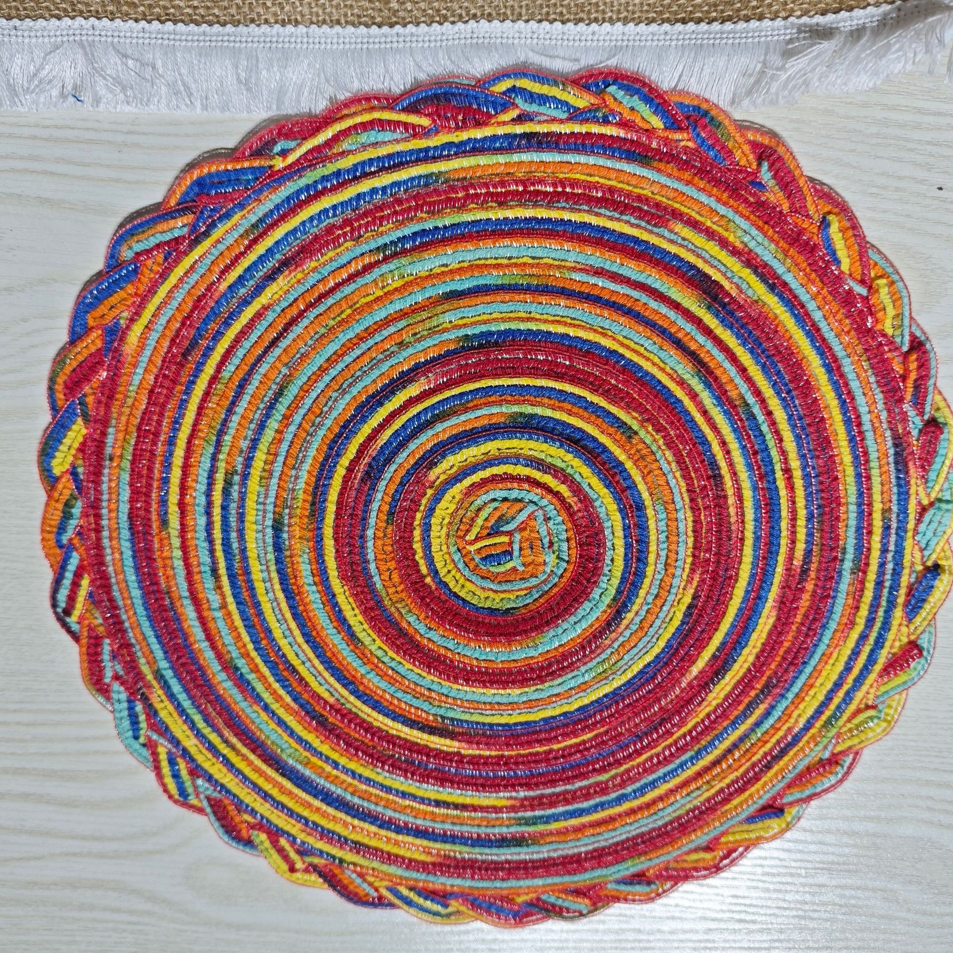 Almohadilla de hilo de algodón de imitación de estilo nórdico, tejido de ramio y mantel de encaje, almohadilla de aislamiento térmico, posavasos decorativos para el hogar