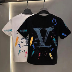 2025新型夏半袖tシャツ男性のごろつきがかっこいいファッションカジュアルなスリムな高級な豪華なシャツ半袖