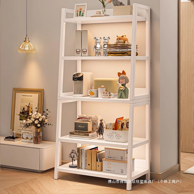 Bookshelf Floor-Standing Iron Storage Rack Simple Reading Rack Living Room Wall Bookcase Display Rack Children's Book Storage Rack