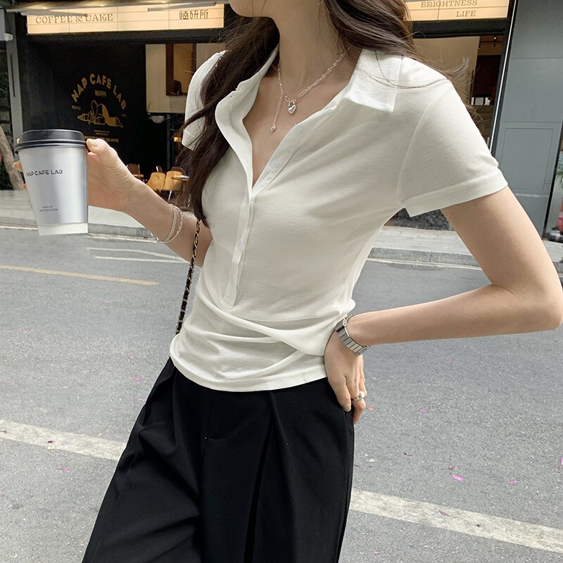 Lyocell Tencel polo shirt short-sleeve t-shirt for women, 2025 summer new style, slim fit, versatile mulberry silk top Lyocell Tencel polo shirt short-sleeve t-shirt for women, 2025 summer new style, slim fit, versatile mulberry silk top