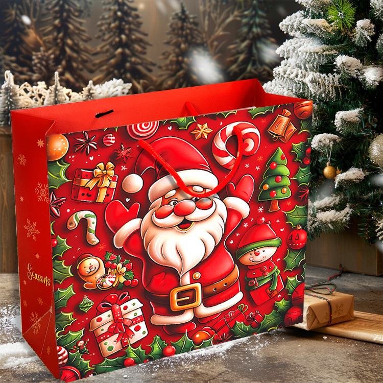 Bolsa de regalo de Navidad gran bolsa de embalaje Linda bolsa de papel bolso Rojo Bolsa de regalo embalaje al por mayor