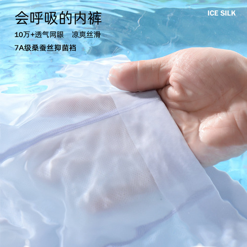 Ice silk men's underwear mulberry silk seamless sports quick-drying travel antibacterial high-end men's boxer shorts wholesale