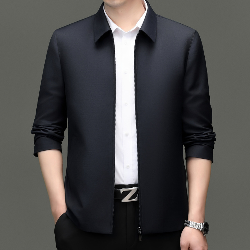 Men's Business High-End Wool Jacket, New Spring and Autumn Style, Middle-Aged Leader Casual Executive Cadre Non-Iron Coat for Men