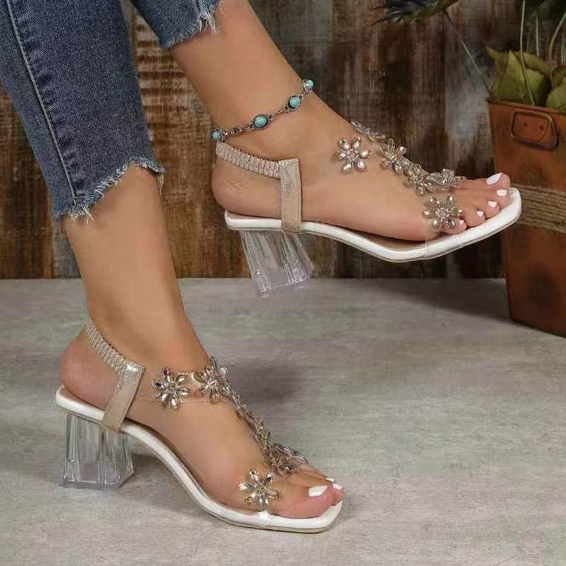 Größe 35–42, große Sandalen für Damen, 2024, Sommer, neue Kristalle, grobe Mode, mittelhoher Absatz, transparente High Heels_voghion.com