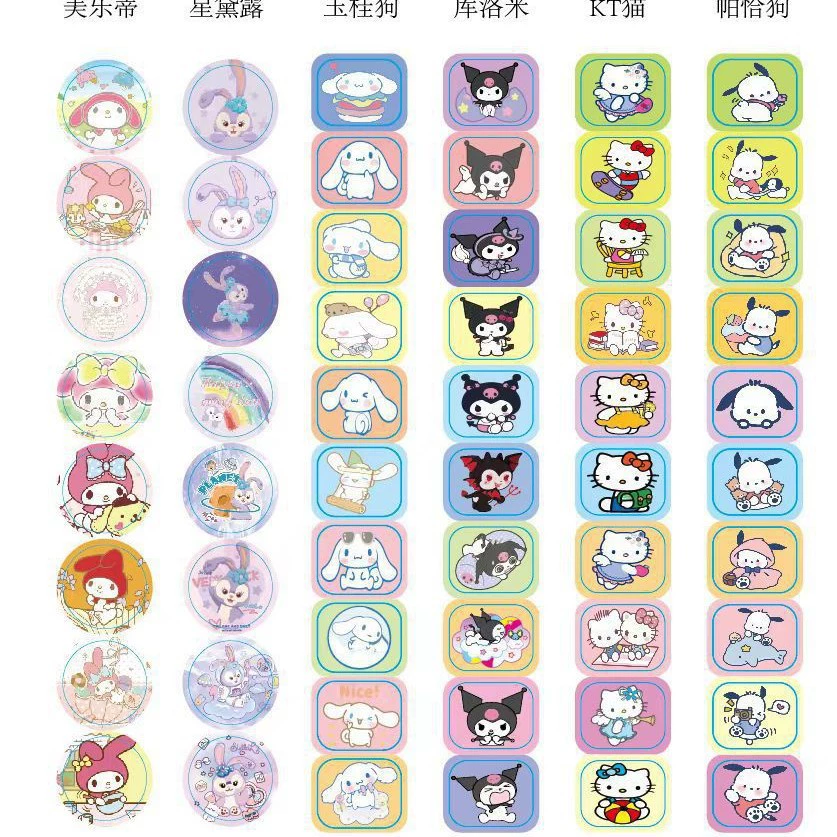 Оптовая продажа стикеров в стиле мультфильм Санрио Kuromi Hello Kitty Melody рулон стикер ручной учётный знак творческая ручная работа