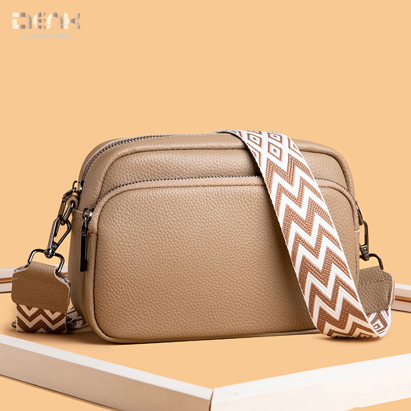 DENK Cross-border Genuine Leather Women's Bag 2025 New Trendy Fashion Niche Shoulder Crossbody Bag Top Grain Cowhide Small Square Bag - Thumbnail 3