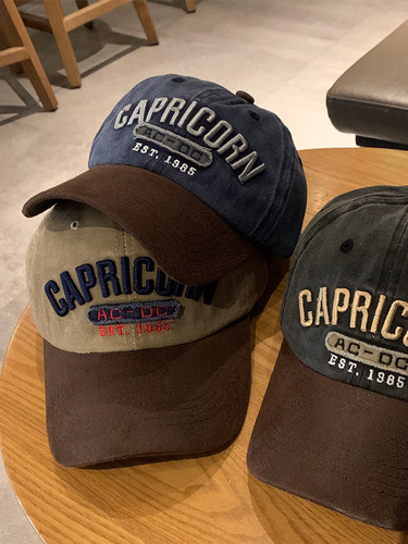Old retro American casual peaked cap for women new niche embroidered letters big head circumference showing face small baseball cap trendy