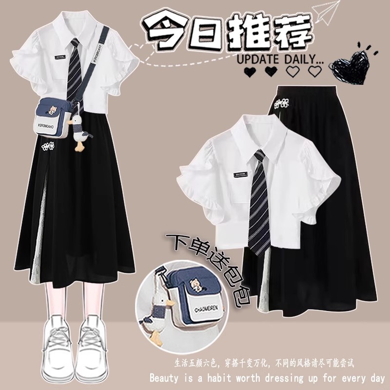 College Style Jk Uniform Suit Skirt Girl Summer Dress 2025 New Junior High School and High School Student New Chinese Style Skirt