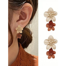 Z 38711 Flower color block earrings ����ײɫ�����羳����