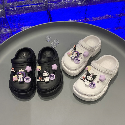 Детские тапочки в стиле Crocs, мультяшные мюли для мальчиков, повседневная пляжная обувь, подходят для носки на улице