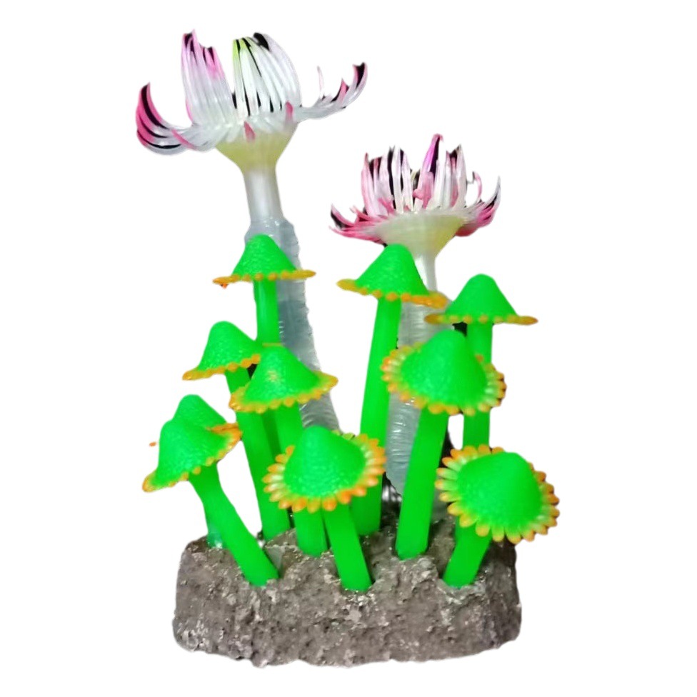 Artificial luminoso coral racimo fluorescente anemona combinación artesanía micro paisaje decoración pecera decoración del acuario