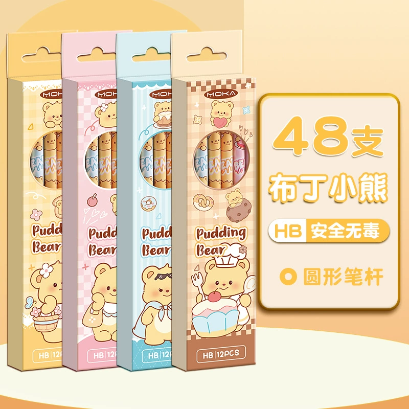 Карандаши (с мультяшным ластиком) HB, круглые держатели, набор 12/50 шт., разноцветные персонажи
