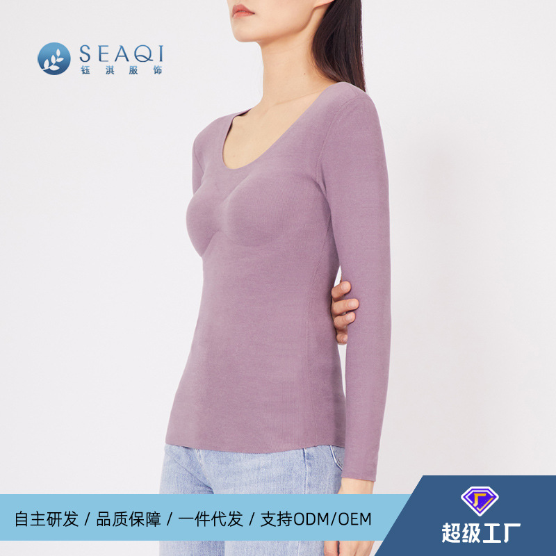 demi-season velvet thermal underwear with a round collar