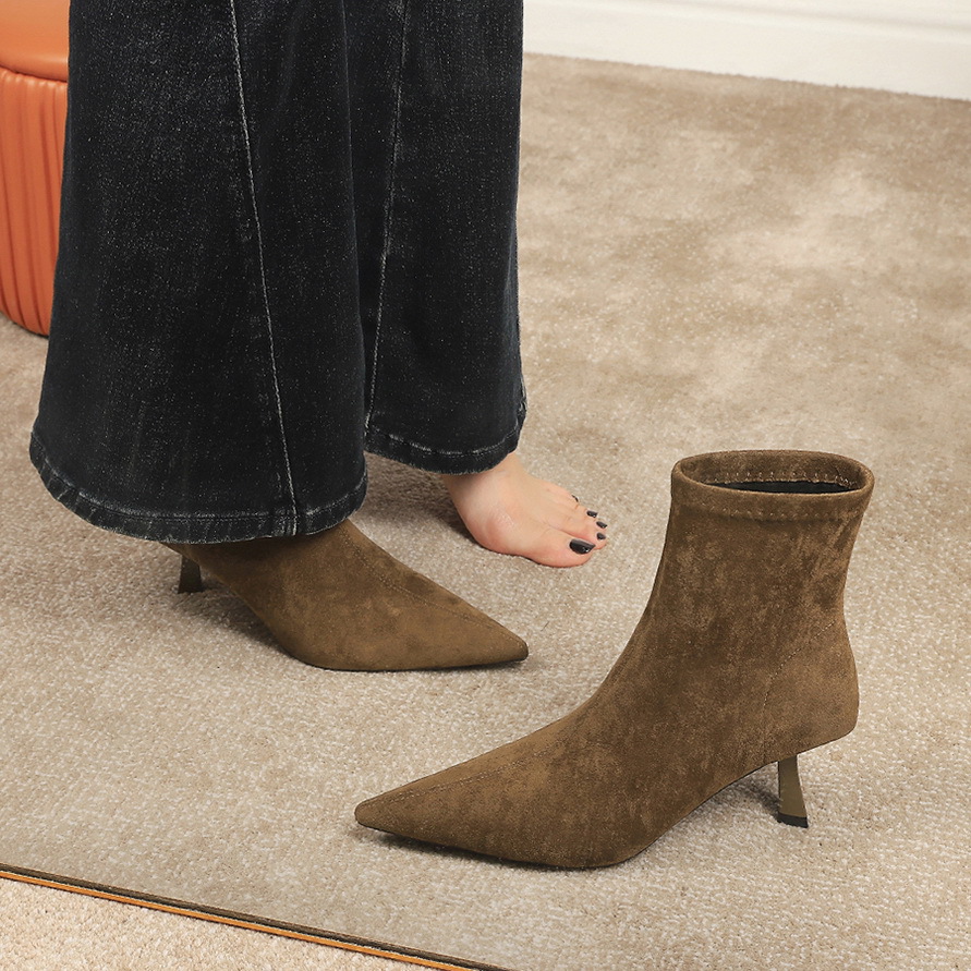Klassische Retro Wildleder Stiefel Mit Absatz Für Damen_voghion.com