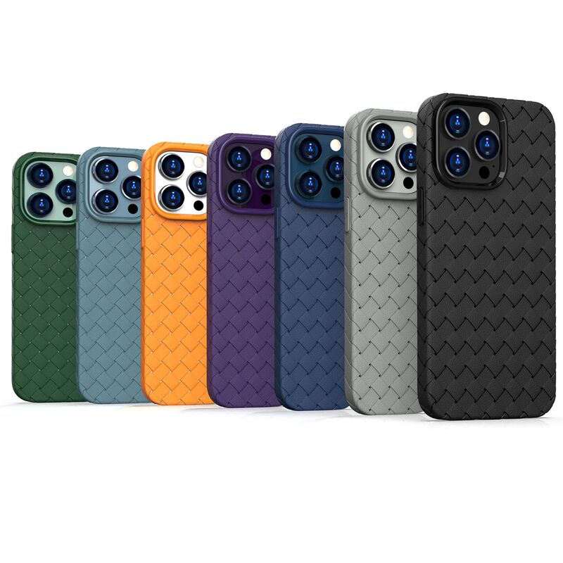 New Model Suitable for Apple 17 16 Woven Pattern Mobile Phone Case, Light and Thin All-Inclusive Pro Couple Air Anti-Fall Max Protective Cover