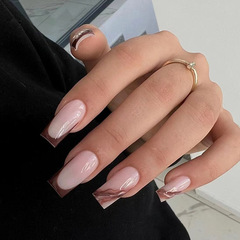 Velvet Red-Brown Ombre: Must-Have Fall/Winter Wearable Nail Tips—Sleek French-Style Long Ballet Nails with a Pure, Alluring Instagram-Worthy Aesthetic