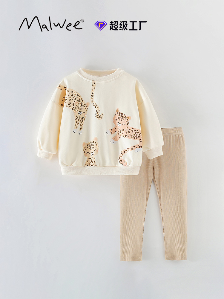 Trajes de niñas malwee transfronterizos otoño y invierno nuevos niños europeos y estadounidenses de cuello redondo de manga larga suéter de dos piezas
