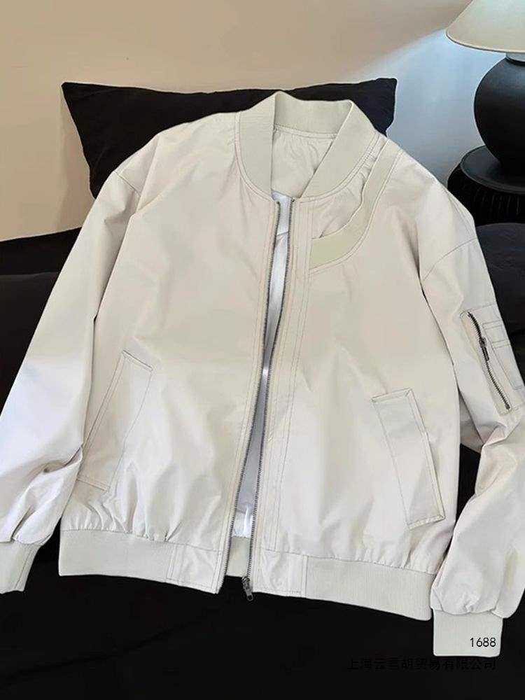 美式ma1飞行员夹克外套男短款春秋季cleanfit工装薄款棒球服杏色