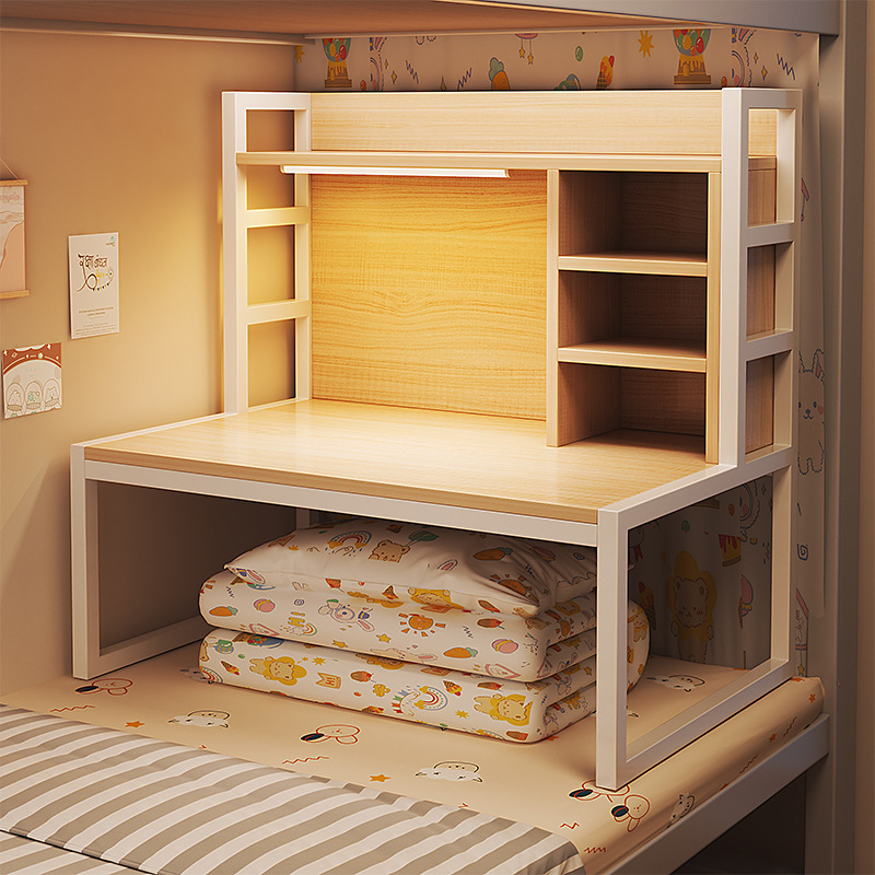 Bedside Computer Desk Dormitory Essential Wrought Iron Small Desk for College Students, Suitable for Upper and Lower Bunk Beds, Lazy Desk