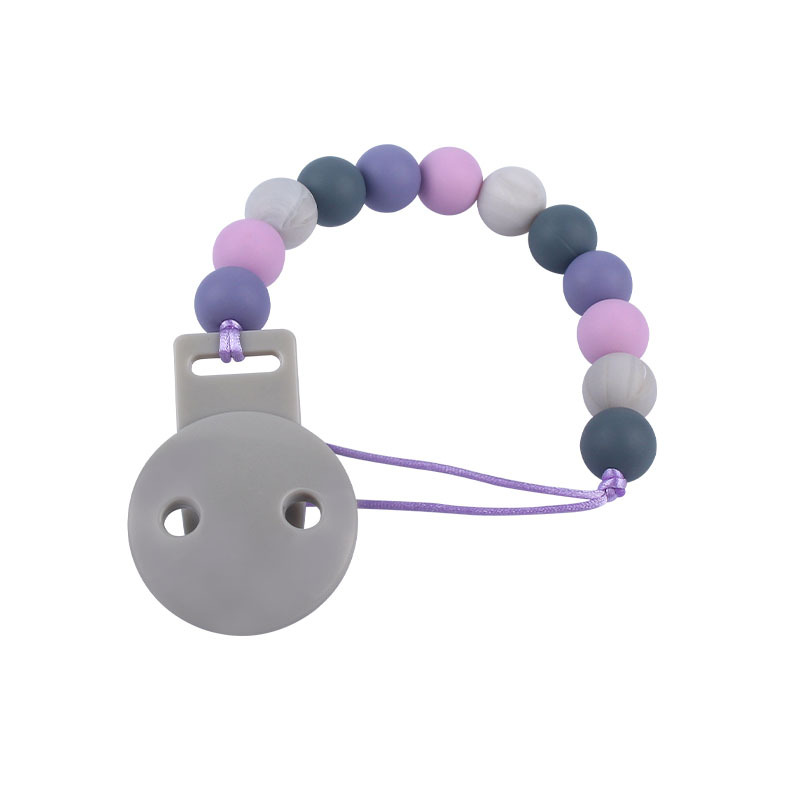 Amazon nuevo bebé suministros bebé calmante cuentas de silicona pezón cadena anti-caída bebé Juguete plástico chupete clip