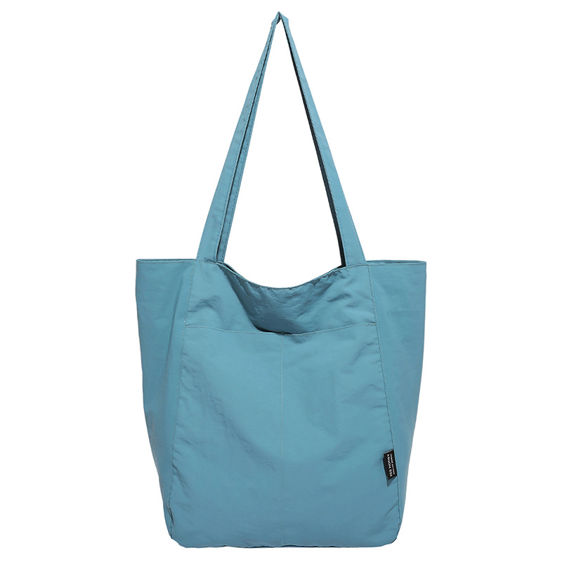 Korean Style Minimalist Solid Color Nylon Canvas Bag For Women, Large Capacity Casual Shoulder Tote Bag, Versatile Commuter Bag - Thumbnail 5