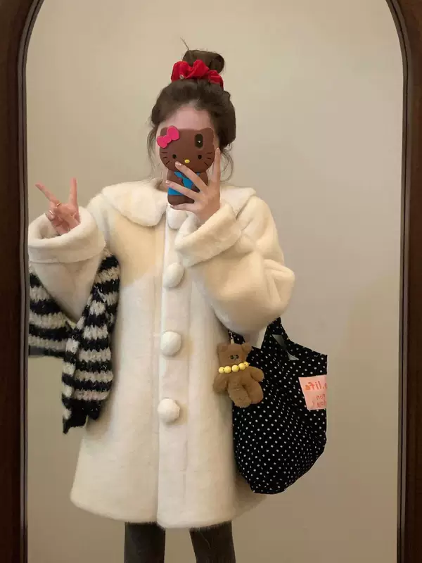 Winter ecological puffer ball, long jacket, increased thickness, mid-length