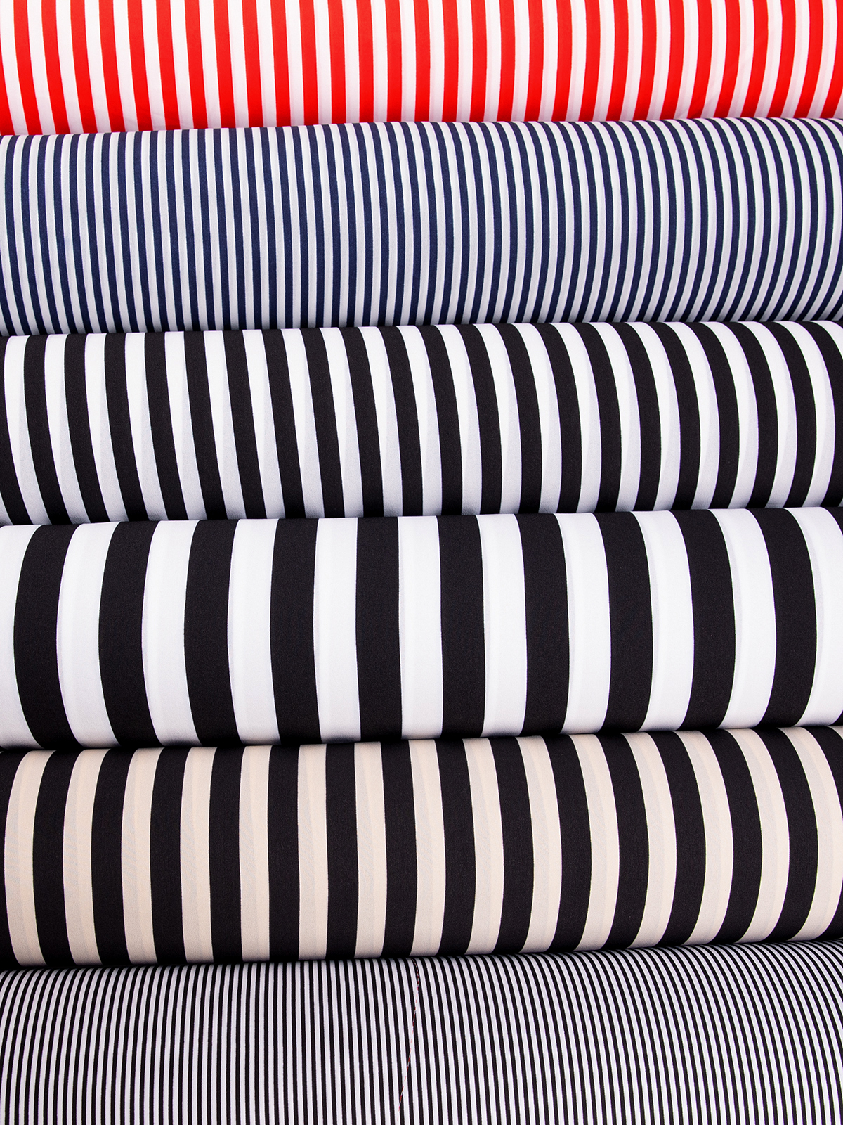 夏季双绉时尚经典黑白彩色条子面料印花衬衫裙裤子条纹手工布料