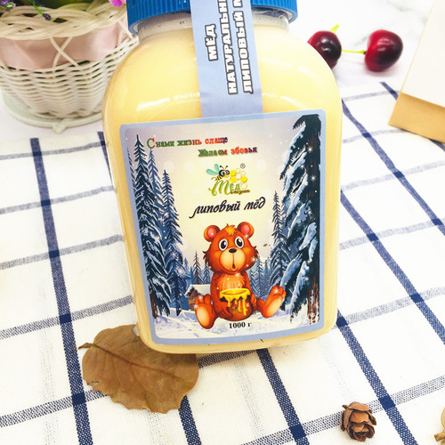Russian imported winter bear honey birch tree honey 500g bottle packed honey office snacks instant drink