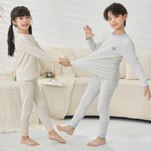 新款中大童舒绒内衣套装加厚莱卡棉内衣高弹性中领家居服磨毛A类